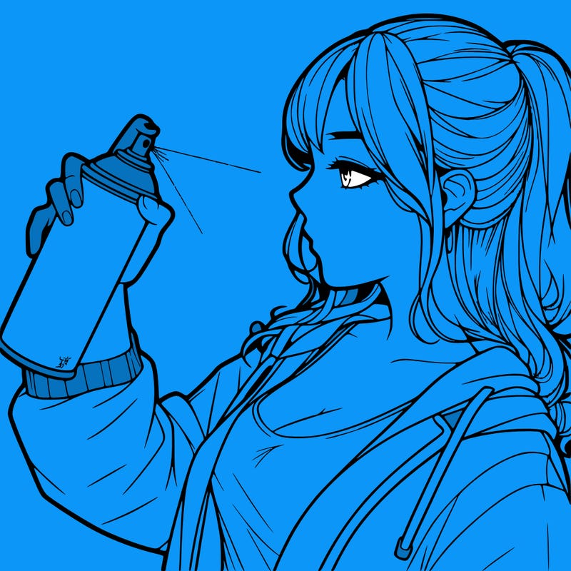 a realistic girl spray, painting