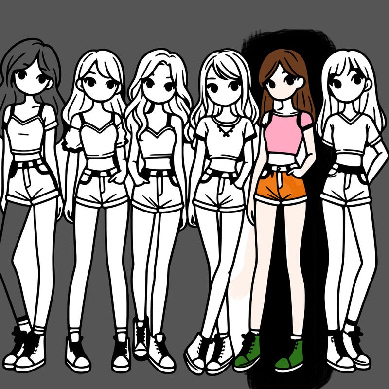 a group of girls wearing crop tops and shorts