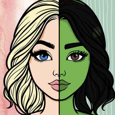 realistic girl split half