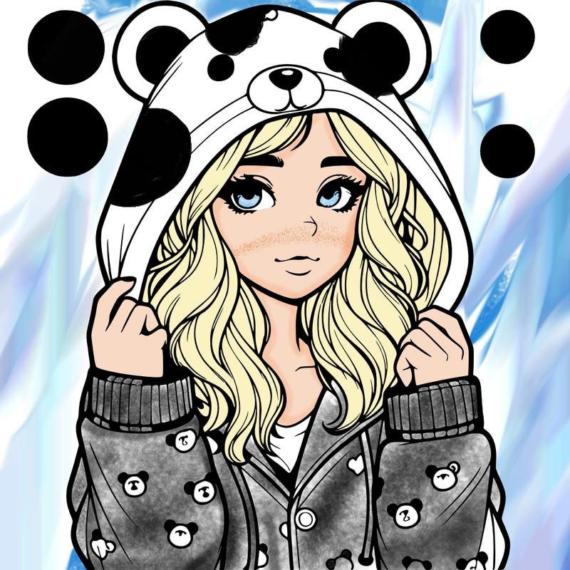 realistic girl in a animal pjs hoodie