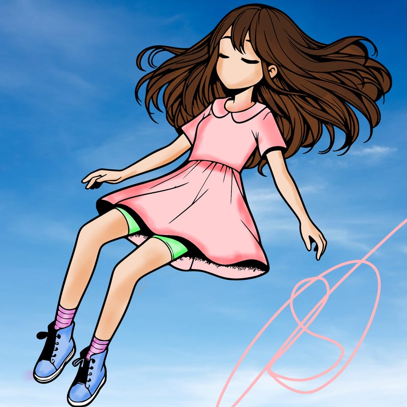 realistic girl floating