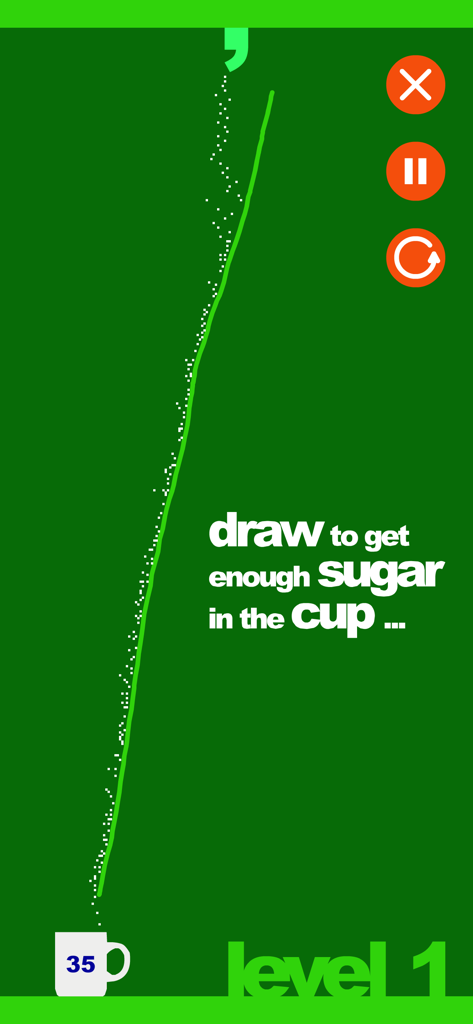 sugar, sugar - Sugar particles falling into a cup in level 1 of the sugar sugar physics game