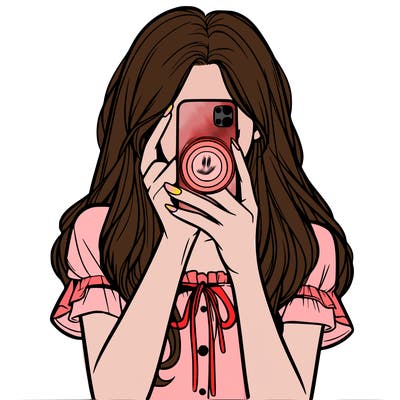 a realistic girl holding her phone taking pictures