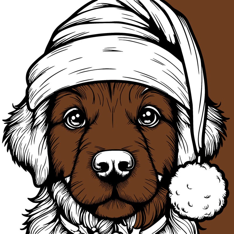 realistic dog with a christmas hat