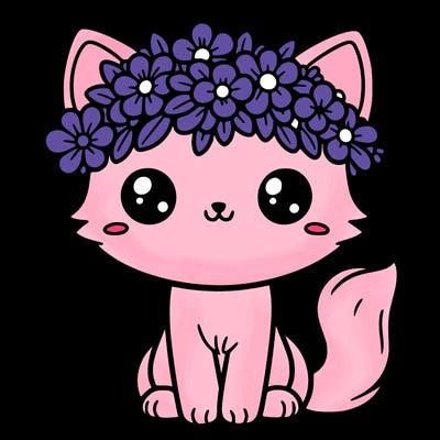 cat with flower crown