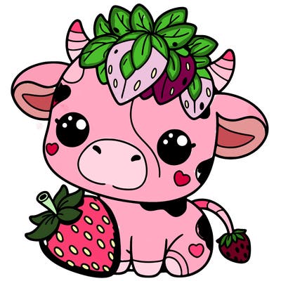cute strawberry cow