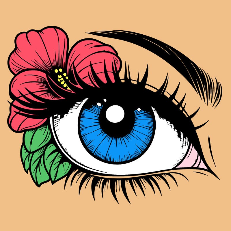 realistic eye with flower