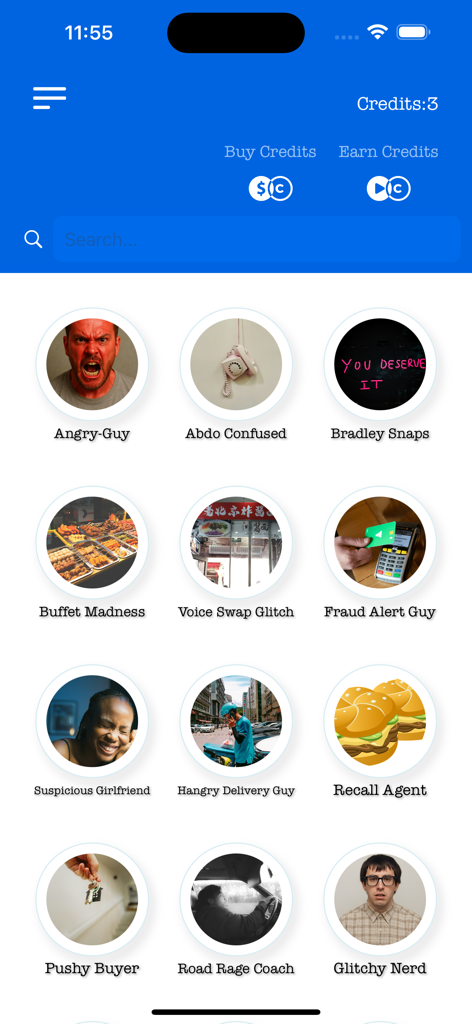 Who's Calling Prank Phone Call - Pantalla de selección de personajes para llamadas telefónicas falsas en la app Whos Calling
