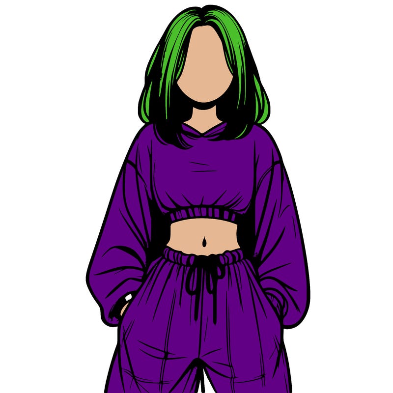 realistic girl faceless with baggy pants and a crop top