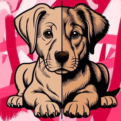 realistic dog split picture