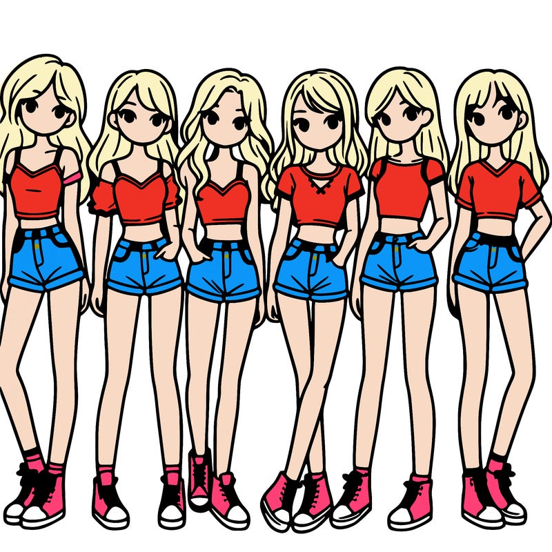a group of girls wearing crop tops and shorts