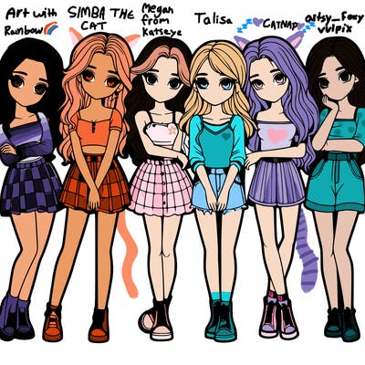 a group of girls realistic