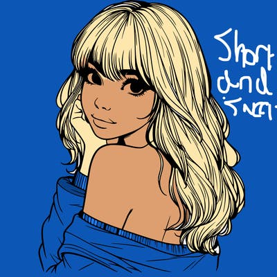 realistic girl with bangs looking over her shoulder