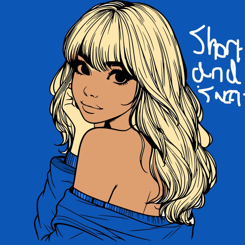 realistic girl with bangs looking over her shoulder