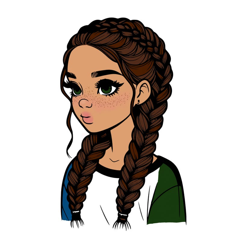 realistic girl with braids
