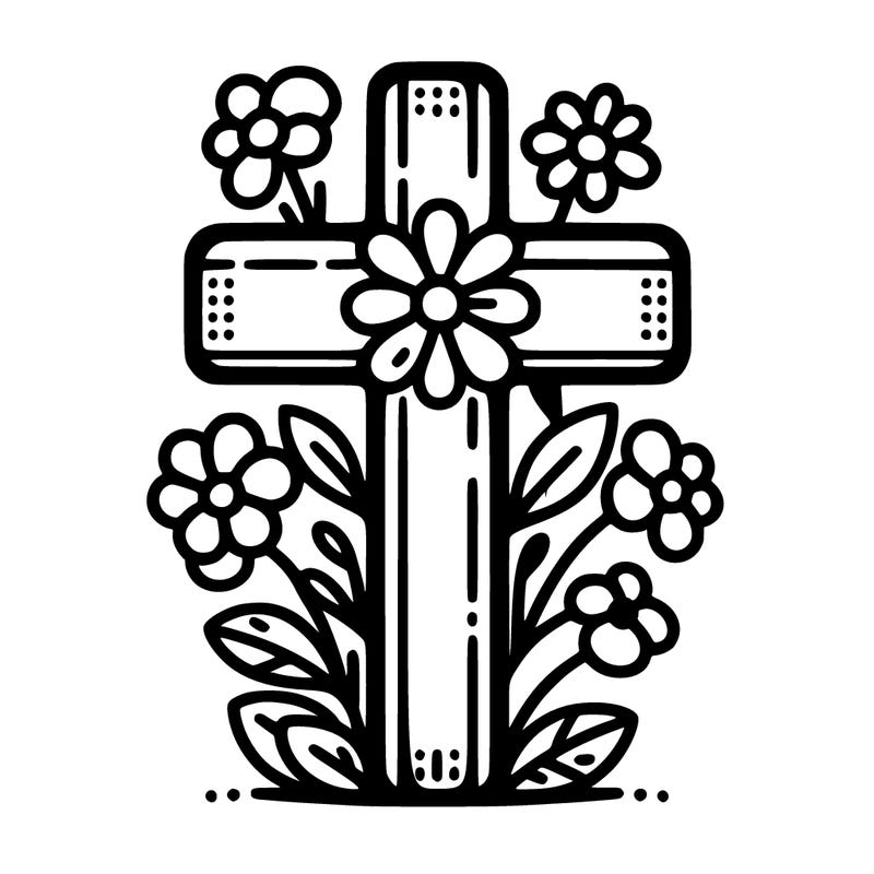 the cross with flowers
