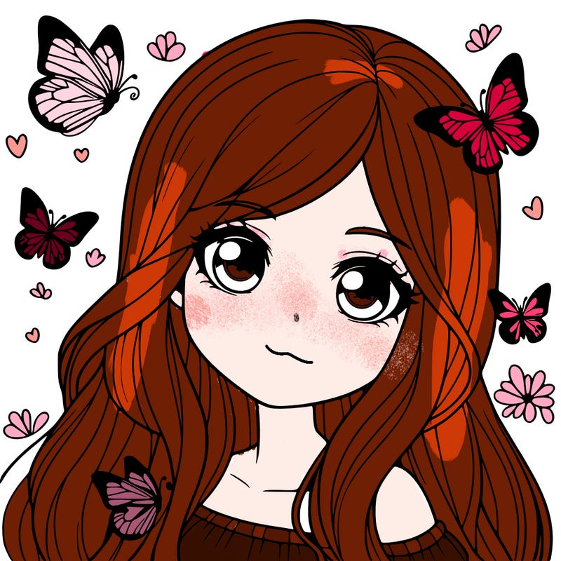 realistic girl with butterflies around her