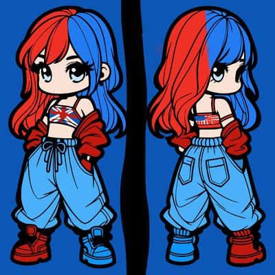 girl in crop top and baggy pants