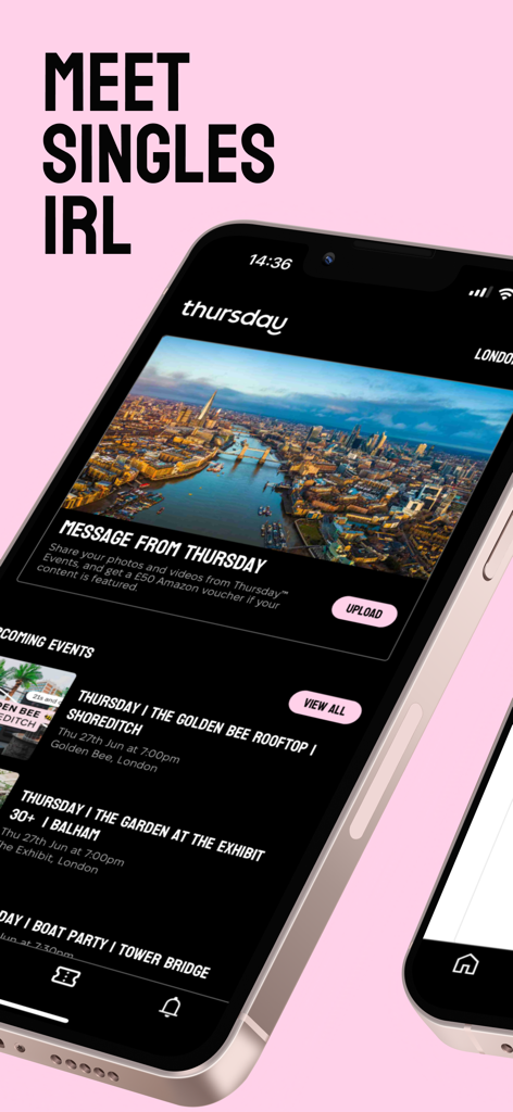 Donnerstags-Events-App-Oberfläche zum persönlichen Kennenlernen von Singles