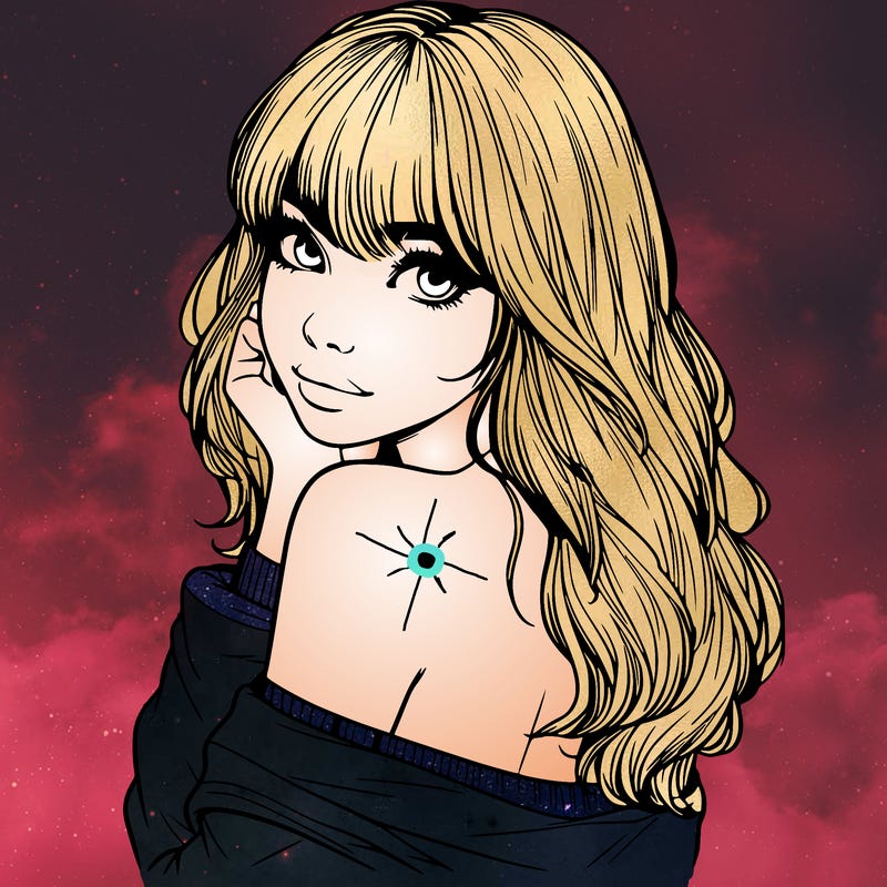 realistic girl with bangs looking over her shoulder