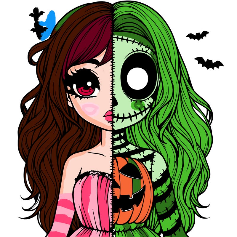 realistic girl halloween split