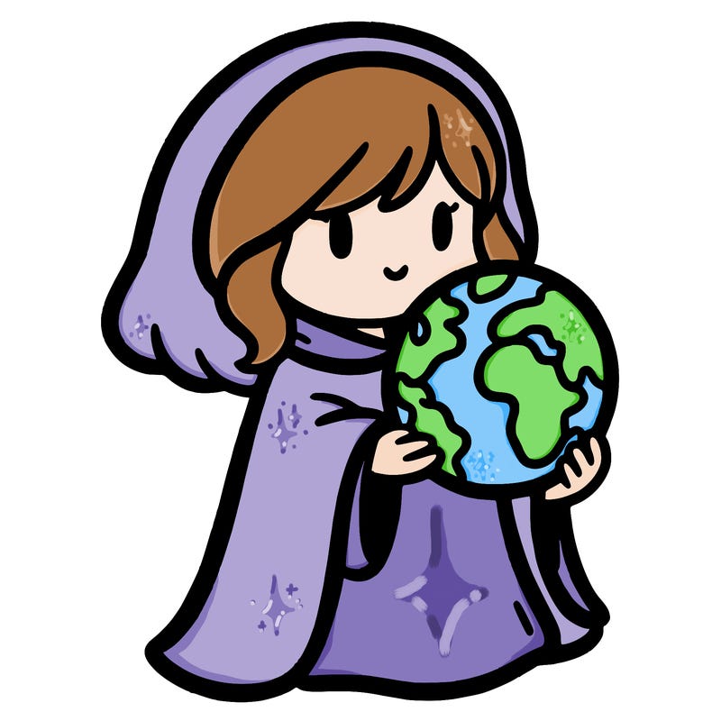 earth held by woman in cloak