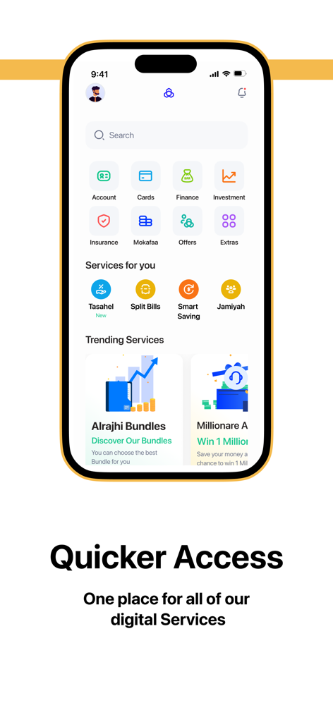AlRajhi Mobile - Al Rajhi Mobile app home screen showing digital banking services and quick access features
