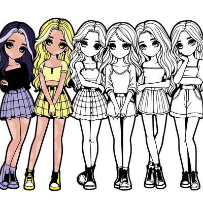 a group of girls realistic