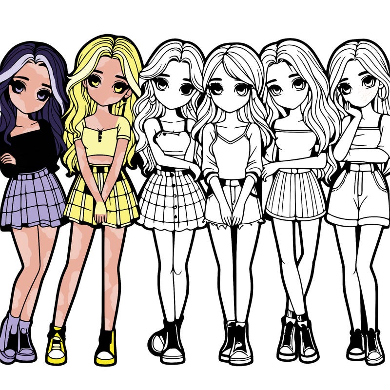 a group of girls realistic