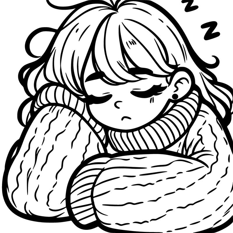 a sleepy teen girl in a big sweater