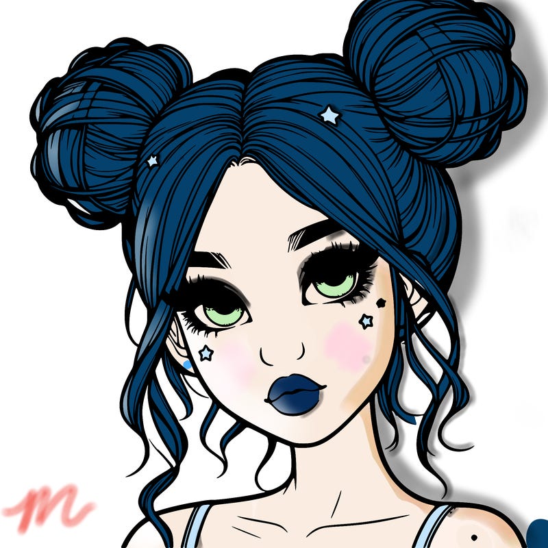 realistic girl with space buns