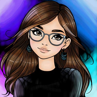 realistic girl with glasses