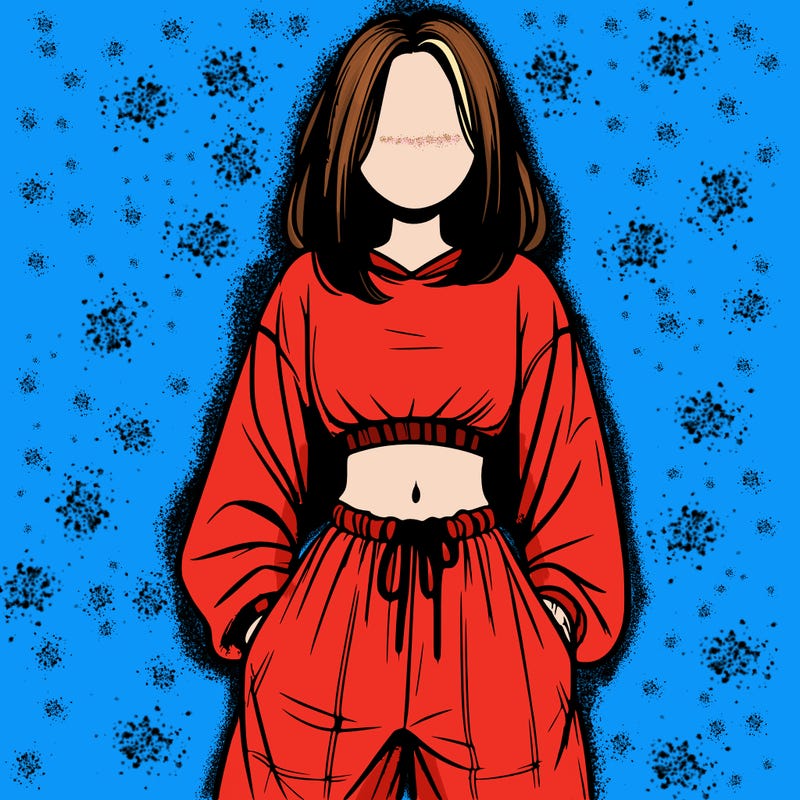 realistic girl faceless with baggy pants and a crop top