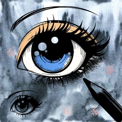 it has a realistic eye with shading