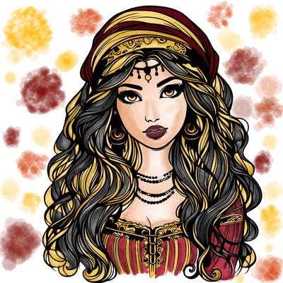 realistic beautiful mysterious gypsy girl