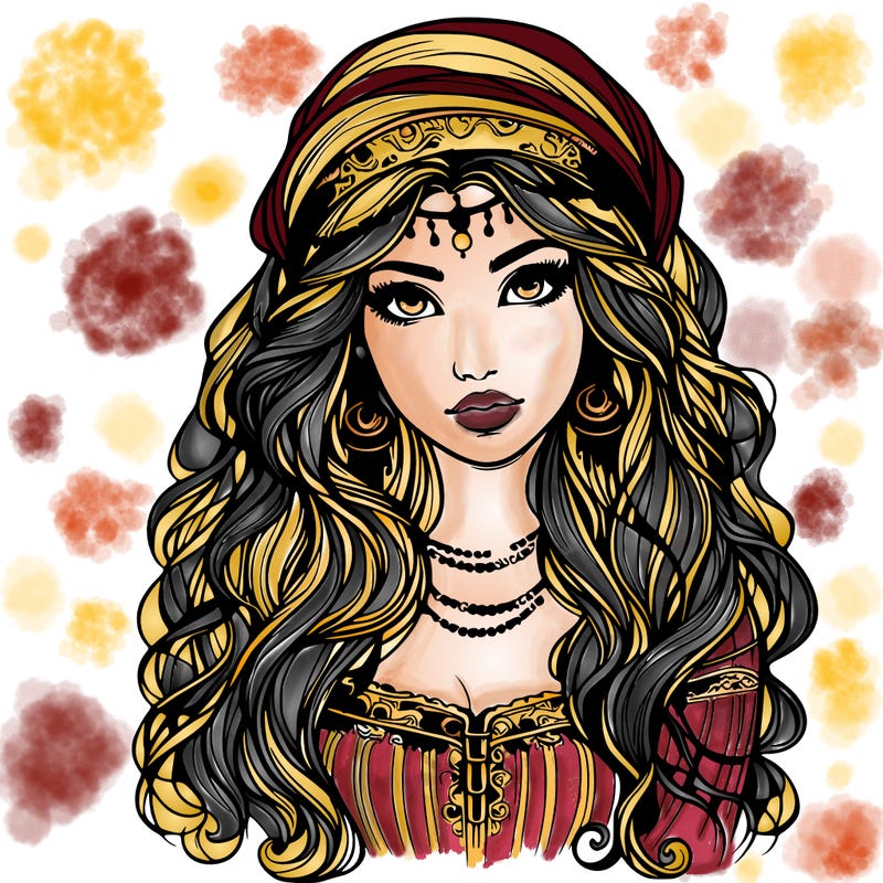 realistic beautiful mysterious gypsy girl