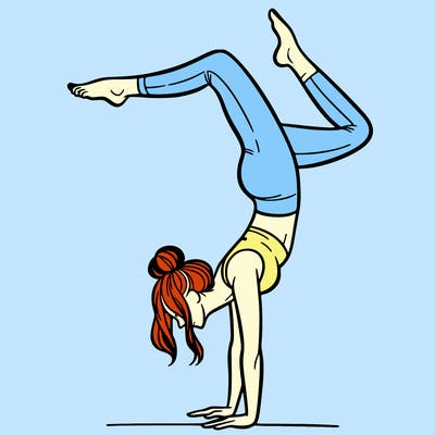 a woman doing a handstand