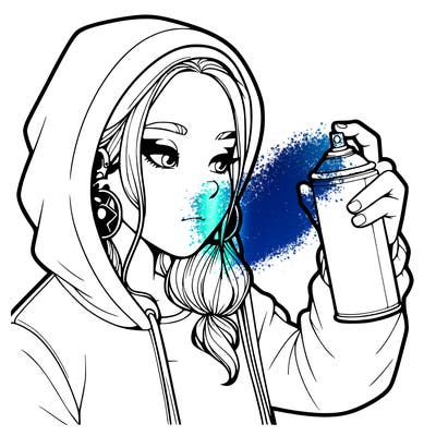a realistic girl, spray painting