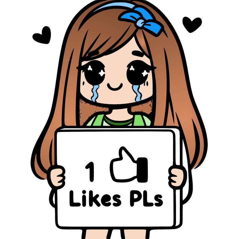 girl holding a sign saying 10 likes pls