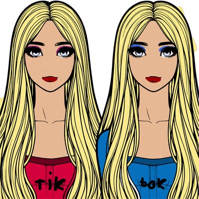 realistic twins with a really long hair