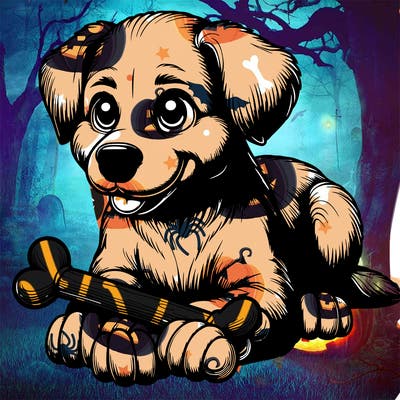 realistic dog whith chew toy