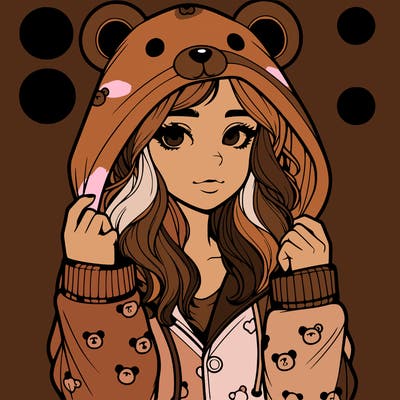 realistic girl in a animal pjs hoodie