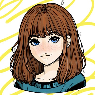 realistic girl with bangs and side hair