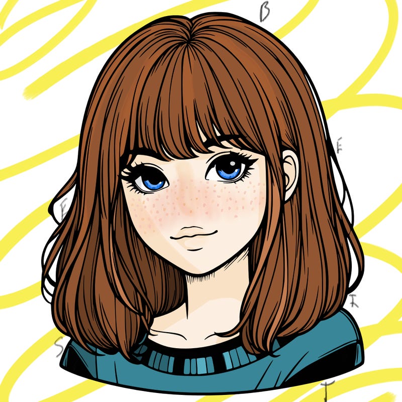 realistic girl with bangs and side hair