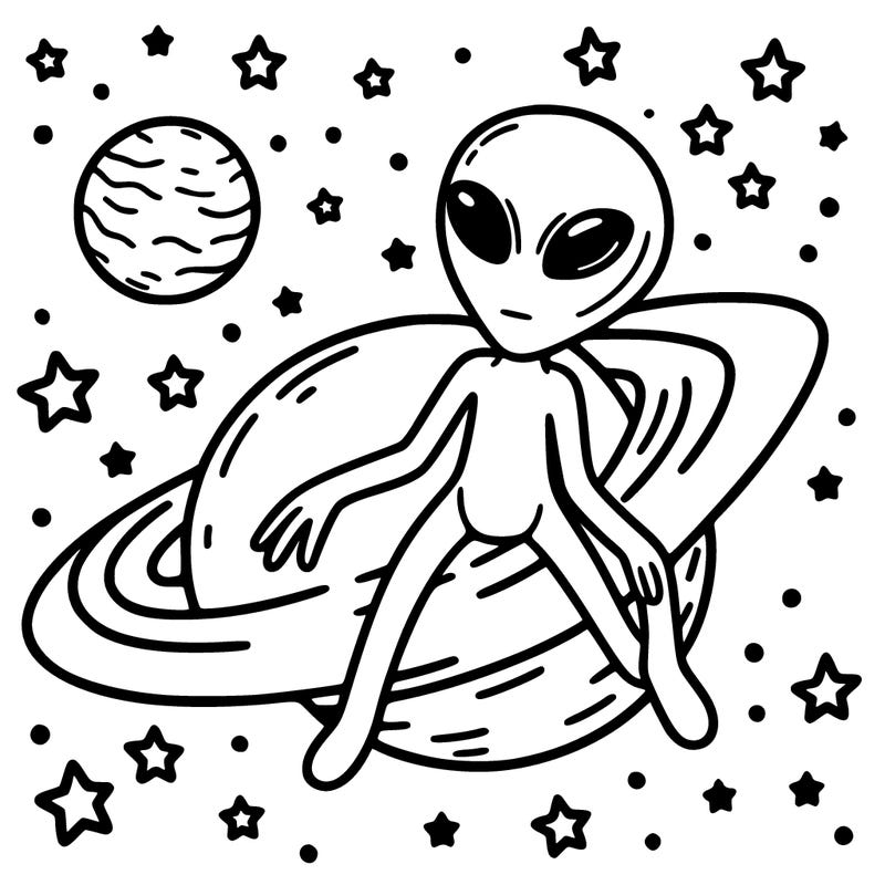 alien on a star in space