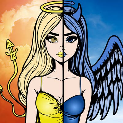 devil vs angel realistic girl