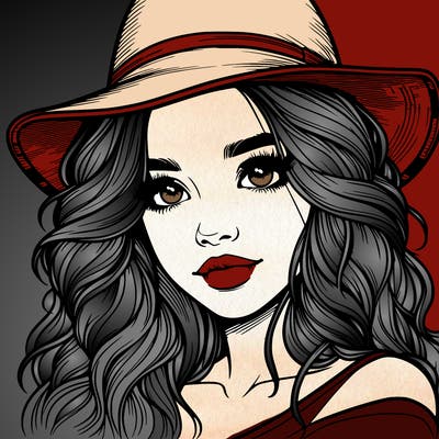 realistic girl with hat