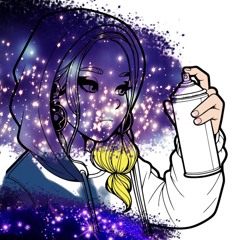 a realistic girl, spray painting