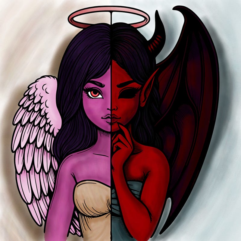 realistic angel half demon