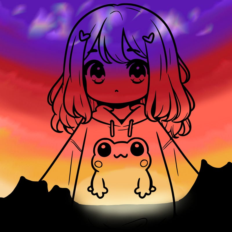 girl wearing frogging sweatshirt